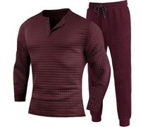 Karate, tuta da allenamento da uomo, 2 pezzi, felpa a maniche lunghe, tuta sportiva per sport, tempo libero, fitness, jogging, pantaloni bianchi e tuta da uomo, Colore: rosso, XL