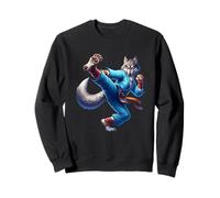 Karate Wolf Calcio Feroce Blu Gi Pose Felpa
