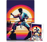 Karate Wpap Sunset Puzzle da 1000 pezzi per adulti Gioco creativo di risoluzione dei problemi Idea regalo memorabile e sentita Dimensioni 50x75cm