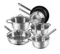 Karcher Jovita - Set di pentole in acciaio INOX con coperchio in vetro, set di pentole a induzione, pentole, padella, casseruola, 10 pezzi