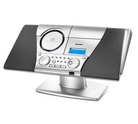 Karcher MC 6550N Sistema Musicale con CD Player e Lettore Cassette, Sistema Stereo Verticale con Radio e Sveglia, Argento