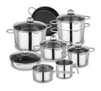 Karcher Set di Pentole Jette, Include 5 Coperchi in Vetro, Acciaio Inox, Adatto ai Piani a Induzione, Lavabile in Lavastoviglie, 14 Pezzi