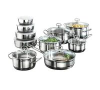 Karcher Set Pentole in Acciaio Inox 20 Pezzi con Coperchi | Batteria di Pentole Completa per Cucina, Induzione, Gas ed Elettrico | Casseruole, Padelle e Saladiere per Casa e Famiglia