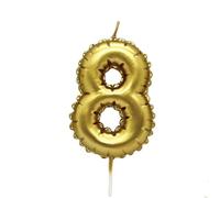 Kardasis Candele numeriche dorate 0-9, 8 cm in forma di palloncino - Candeline per torte di compleanno, bambini & adulti | Decorazione elegante per feste, compleanni e anniversari
