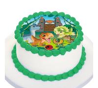 Kardasis Jurassic World Explorers Cialda per Torte in Pasta di Zucchero | Ostia Decorativa Commestibile per Torta | Divertenti Decorazioni per Torte di Compleanno | 20 cm Pasta di Zucchero Rotonda