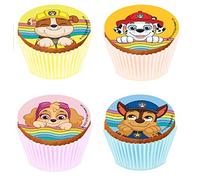Kardasis Paw Patrol Cialda per Muffin in Pasta di Zucchero | Ostia Decorativa Commestibile per Torta e Cupcake | Divertenti Decorazioni per Compleanno | 5,3cm + 12 Pezzi