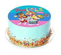 Kardasis Paw Patrol Cialda per Torte in Pasta di Zucchero | Ostia Decorativa Commestibile per Torta | Divertenti Decorazioni per Torte di Compleanno | 20cm Pasta di Zucchero Rotonda