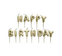 Kardasis Set di candele “Happy Birthday” | 13 candele a lettere in oro & argento | Candeline decorative per torta di compleanno | Decorazioni per bambini & adulti | Candele eleganti per festa