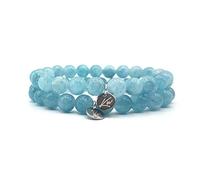 KARDINAL WEIST acquamarina bracciale, perle di gemma, gioielli per uomo e donna, chakra - fortuna - amicizia (L, acquamarina - doppio pacchetto)