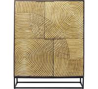 Kare Armadio di design Circulo, in legno massello massiccio, decorato, per sala da pranzo o soggiorno, armadio artistico, (altezza x larghezza x profondità) 150 x 120 x 40 cm, oro