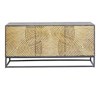 Kare Credenza di design Circulo, in legno massello massiccio, credenza decorata grande, credenza artistica (A x L x P) 80 x 160 x 40 cm, oro