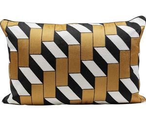 Kare Cuscino di design Scale, bianco/giallo/nero, sfoderabile con chiusura lampo, con imbottitura, motivo geometrico, intrecciato, cuscino decorativo, accessorio per la casa, 60 x 40 cm (altezza x