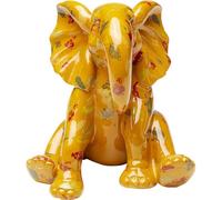 Kare Desgin - Statuetta decorativa a pois elefanti, colore giallo, motivo animale, accessorio per soggiorno, decorazione per scaffali e credenze, scultura decorativa, 16 x 19 x 20 cm (altezza x