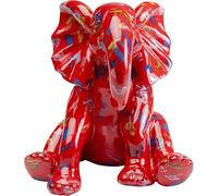 Kare Desgin - Statuetta decorativa a pois elefanti, colore rosso, motivo animali, accessorio per soggiorno, decorazione per scaffali e credenze, scultura decorativa, 16 x 19 x 20 cm (altezza x