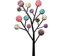 Kare Design Appendiabiti Bubble Tree, Forma Albero, Multicolore, 111X65X7Cm, 6 Ganci Ornamentali Tipo Bottoni