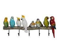 Kare Design appendiabiti da parete Exotic Birds, multicolore, uccelli esotici, 5 ganci, corridoio, bagno, stanza da letto, stile esotivo, stile giungla, 54x24x7cm (L/A/P)