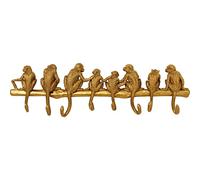 Kare Design Appendiabiti da Parete Monkey Hook, Oro, Scimmiette, 8 Ganci, corridoio, Bagno, Stanza da Letto, Stile esotivo, Stile Giungla, 70x22x5cm (L/A/P)