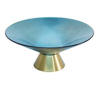 Kare Design ciotola Birdie, azzurro/oro, piatto fondo decorativo di vetro, portafrutta, portaoggetti, diametro 26 cm, tavolo da pranzo, consolle, soggiorno, stile art deco, glam, 11x26x26 cm