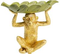 Kare Design ciotola decorativa Banana Leaf, oro/verde, scimietta con foglio, accessorio stile giungla, per piccoli oggetti, caramelle, bomboniera, 14x24 cm
