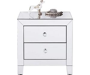 Kare Design commodino Luxury a 2 cassetti, argento/a specchio, 50x49x41cm, maniglie di vetro, elegante