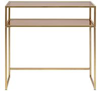 Kare Design consolle Loft Gold, oro/vetro marrone, due scaffali, poggiaoggetti, mensola, stile art deco, mid centruy, corridoio, stanza da letto, ingresso, 80x85x30 cm