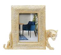 Kare Design cornice per foto Leopard, oro, 10x15 cm, figura di leopardo in 3D, uso orrizontale e verticale, a tavolo o a parete, decorazione casa stile esotico, soggiorno, corridoio