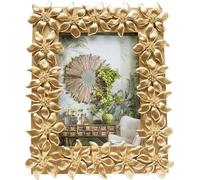 Kare Cornice portafoto di design floreale, 21 x 26 cm, in oro, realizzata a mano, unica, fiori, decorazione, glamour, senza tempo, ufficio, corridoio, soggiorno