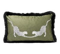 Kare Design cuscino Cheetahs, verde oliva, motivo ghepardi animali, stile giungla, decorazione divano, letto, poltrona, grandi dimensioni, 50 x 30 cm