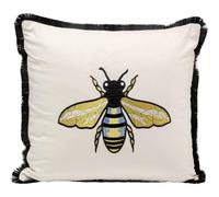 Kare Design cuscino decorativo Bee, bianco crema/oro, ricamo motivo ape, stile floreale, giungla, decorazione divano, letto, poltrona, 45 x 45 cm