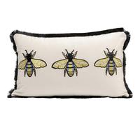 Kare Design cuscino decorativo Bees, bianco crema/oro, ricamo motivo api, stile floreale, giungla, decorazione divano, letto, poltrona, grandi dimensioni, 50 x 30 cm