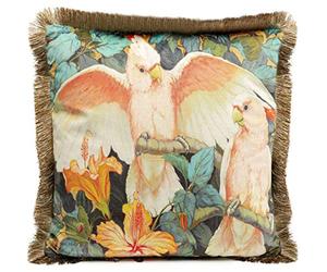 Kare Design cuscino decorativo Parrots, 45x45cm, multicolore, motivo pappagallo, con cerniera, cuscino da divano/letto/sedia, stile esotico/giungla