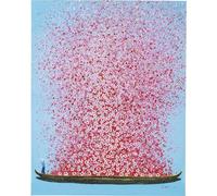 Kare Design Decorazione murale con Barca e Fiori Accessori, Blu/Rosa, 100x80x3,5cm