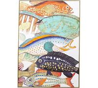 Kare Design dipinto su tela Fish Meeting, multicolori, pesci colorati, tela di cottone/acrilico, dettagli fatti a mano, mondo subacqueo, decorazione casa al mare/marittima, 100x75x4cm (A/L/P)