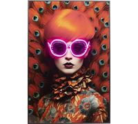 Kare Design Fancy Red Lady - Quadro da parete con effetto LED, 120 x 80 cm, colore: rosso, multicolore