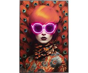 Kare Design Fancy Red Lady - Quadro da parete con effetto LED, 120 x 80 cm, colore: rosso, multicolore