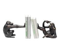 Kare Design Fermalibri Monkey, nero, set da 2, motivo scimpanzè, 18x42 cm