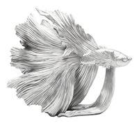 Kare Design figura decorativa Betta Fish, argento, statuetta pesce esotico, stile asia/lussuoso, decorazione esotica scaffale/tavolo/bagno/console, 37x34x14cm (A/L/P)