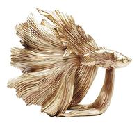 Kare Design figura decorativa Betta Fish, oro, pesce esotico, materiale robusto, fatto a mano, stile asia/lussuoso, decorazione esotica scaffale/tavolo/bagno/console, 37x34x14cm (A/L/P)