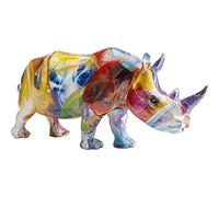 KARE Design Figura Decorativa Colored Rhino, multicolore, 17 cm | materiale robusto, stampa a trasferimento su acqua, colori vivaci, decorativa, robusta, facile da pulire, per il soggiorno