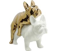 Kare Design Figura Decorativa Love Dogs, Oro/Bianco, 17Cm, Cani, Porcellana, Oggetto Decoratico Divertente