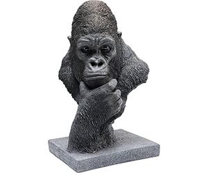 Kare Design Figura Decorativa Thinking Gorilla Head, Nero, Busto Gorilla Riflettente, Stile Giungla, Esotico, Pop Art, Portacappelli, Cuffie, Pezzo Unico, 50X30X26Cm (A/L/P)