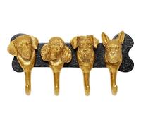 Kare Design Gancio da parete con famiglia di cani, nero/oro, 31 cm, motivo cane, decorazione per la casa, organizer da parete, scultura divertente, per cappotto e cappello, stile decorativo per