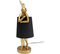 Kare Design lampada da tavolo Animal Rabbit, oro/nero, 50 cm motivo coniglio, stile glam, per decorazione, comodino, scrivania, luce indiretta, plafone di lino, lampadina non inclusa
