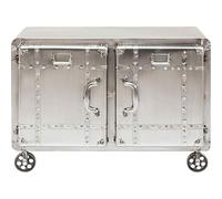 Kare Design Comodino Buster, Argento, 60X38X81Cm, Con 2 Ante E Ruotelline, Spostabile, Stile Industrial