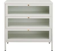 KARE Design mobiletto Naxos, bianco/vetro, con 3 scaffali, contenitore, armadietto, stanza da letto, cameretta, soggiorno, corridoio, 85x80x35 cm