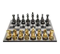 Kare Design oggetto decorativo Chess, bianco/nero/oro, schacchiera, figurine scacchi, scacchiera di metallo, decorazione e gioco, XL, soggiorno/studio, stile lussuoso/elegante, 60x60x5cm (A/L/P)