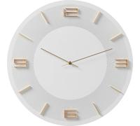 Kare Design orologio da parete Leonardo, bianco/oro, Ø49cm, stile minimalista retró, sala da pranzo, ufficio, soggiorno, batteria non inclusa
