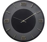 Kare Design Orologio da Parete Leonardo, Nero/Oro, d 49 cm | metallo e alluminio, stile moderno Retró, ciffre ben leggibili, batteria Non Inclusa
