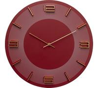 Kare Design orologio da parete moderna Leonardo, rosso/oro, diametro 49cm, colore vianaccio, analogo con design a linee, a batteria, per soggiorno, cucina, camera da letto, studio
