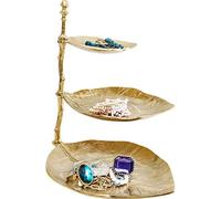 Kare Design Portagioielli Leaf, Argento, Forma di Foglie, Alzata Decorativa, 3 Ciotoline, Etagere
